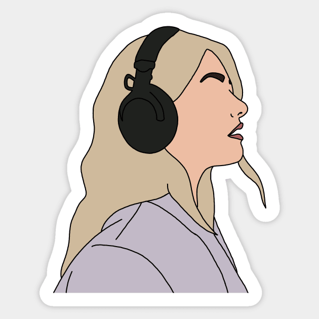 GIRL WITH HEADPHONES Sticker by LINEART BY ME